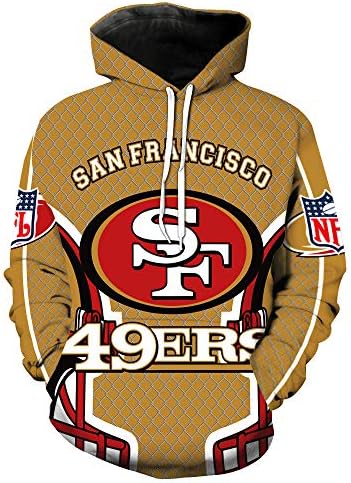 Men's Long Sleeve Hooded 3D Print 49ers Football Team Pullover Hoodies