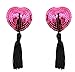 VOCHIC Sequin Pasties for Womens Lingerie Breast Petal Pasty Adhesive Reusable with Tassel - Pink