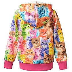 Jxstar Little Girls Cat Long Sleeve Hoodie Full Zip