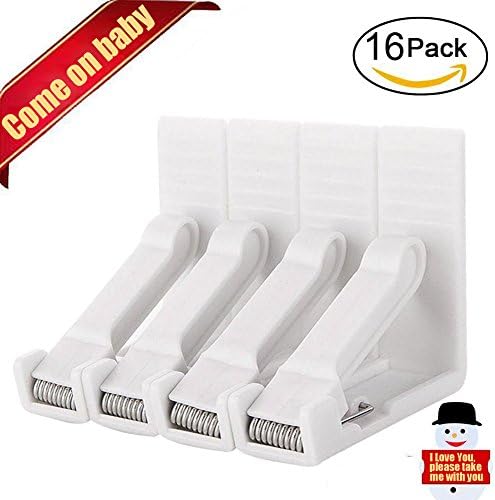 Vayne 8 Pcs Right Angle White Spring Hard Plastic Tablecloth Clips Cover Clamps with 8 Pcs Stainless Steel Tablecloth Clips