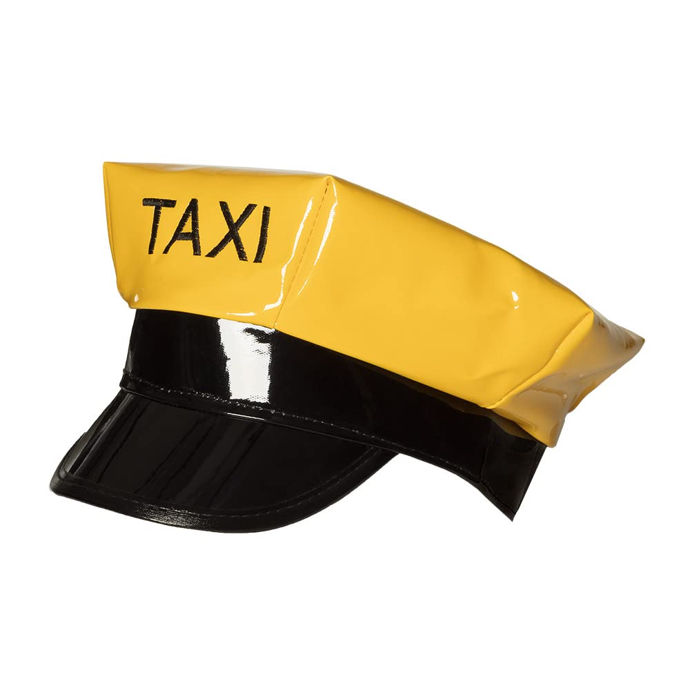 Boland 01346 Taxi Hat, One Size, Yellow/Black, Shiny Look, Taxi Driver Fancy Dress, Accessory, Carnival, Headwear, Festival, Adult, Unisex (Yellow)