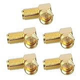 VCE 5-Pack Gold Plated Right Angle F-Type Coaxial RG6 Adapter