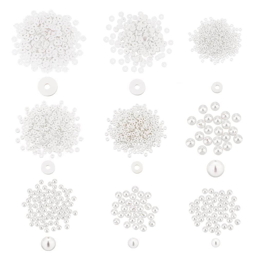 arricraft About 1794 Pcs Natural Shell Beads, White Freshwater Pearl 0.5-2mm Large Hole Assorted Size Polymer Clay Beads Leather Rope Beaded Jewelry Making for Diy Bracelet Necklace — image 1