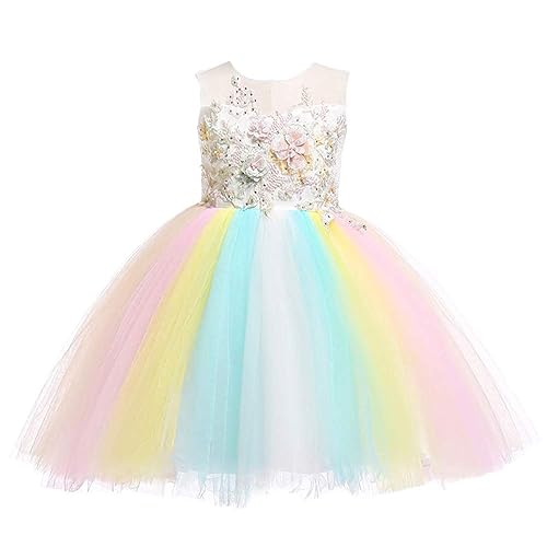 Weileenice Ivory Flower Girl Dress Rainbow Pastel Tulle 3D Embroidery Girls  Photoshoot Pageant Wedding Party Lace Bridesmaid Princess Prom Ball Gown  Kids Holiday Birthday Formal Tutu Dresses 7 8 in Dubai -