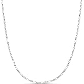 Amazon Essentials 14k Gold or Sterling Silver Plated Figaro Chain Necklace