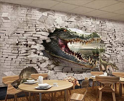 Wallpaper 3D Wall Paintings Crocodile Dinosaur Turtle Broken Wall Animal Three-Dimensional Painting Wall Murals Living Room Bedroom Wall Murals Wall Decor