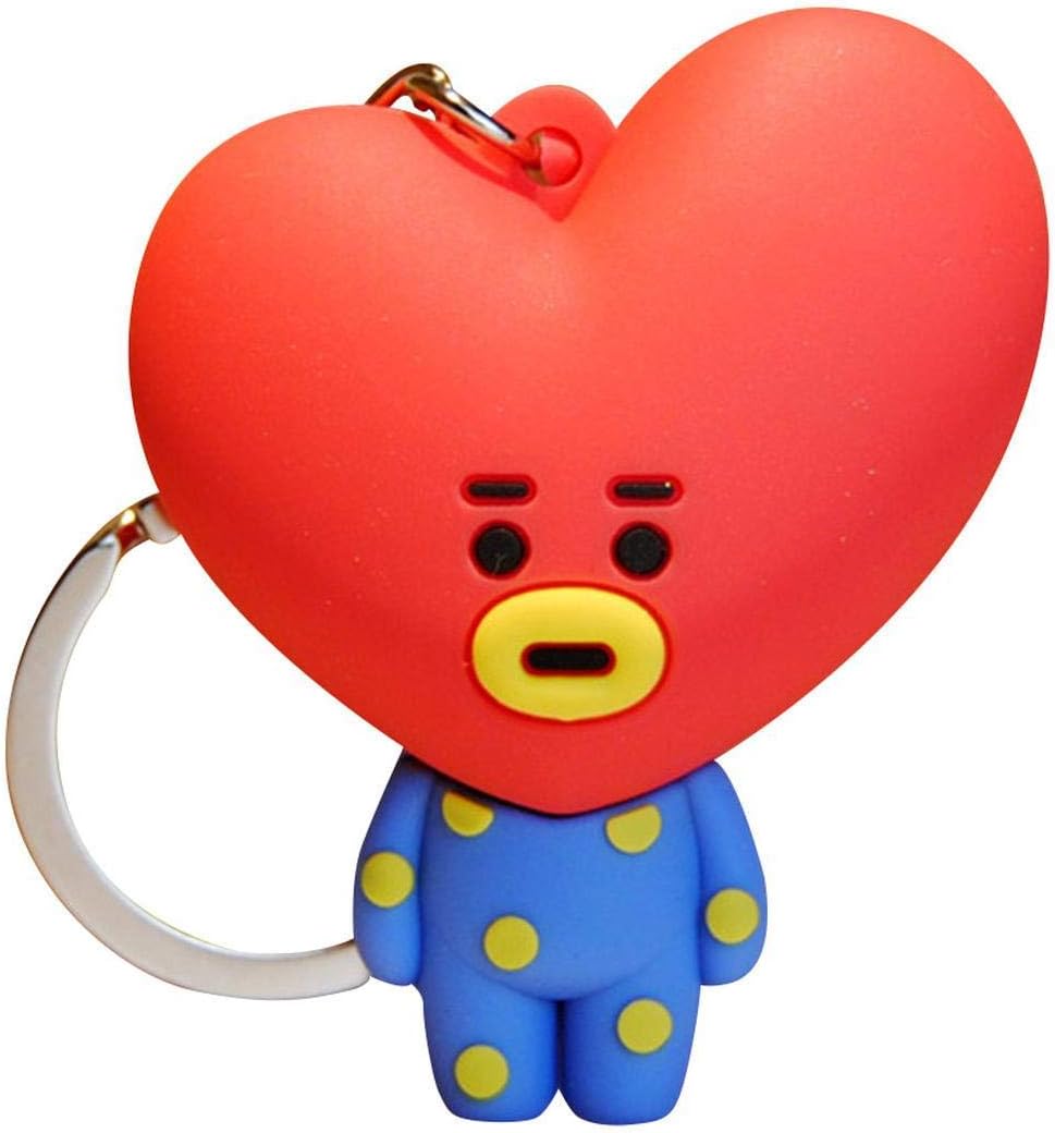 LrIglPjP FUdeza Original KeychainKpop Bangtan Boys Cartoon Keychain Bag Pendant Keyring JIMIN JUNKOOK SUGA Plush Doll Key Ring(None TATA)