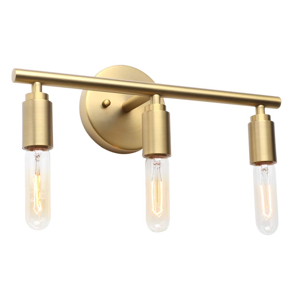 Phansthy 3 Light Sconce Modern Simple Style Wall Lights Vanity Mirror Light Suitable for Living Room Bedroom Kitchen Hall Bar E27 Bulb Base (Antique Brass)