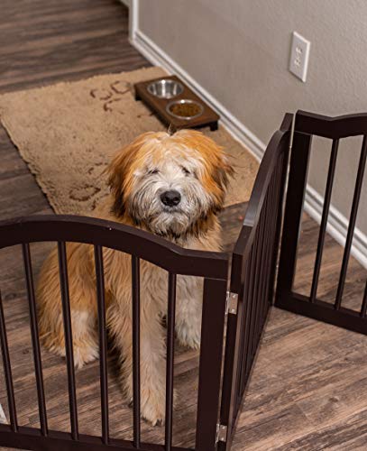 Internet's Best Arched Top Dog Gate for The Home, Doorway, Stairs | 3 Panel | 24in H x 60in W | Small or Older Dogs, Puppies, Cat | Free Standing | Indoor Folding Pet Barrier | Wooden MDF | Espresso