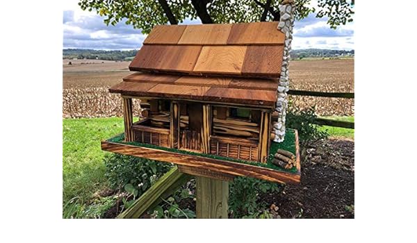 Amazon Com Old Log Cabin Birdhouse Wooden Rustic Amish Made Bird