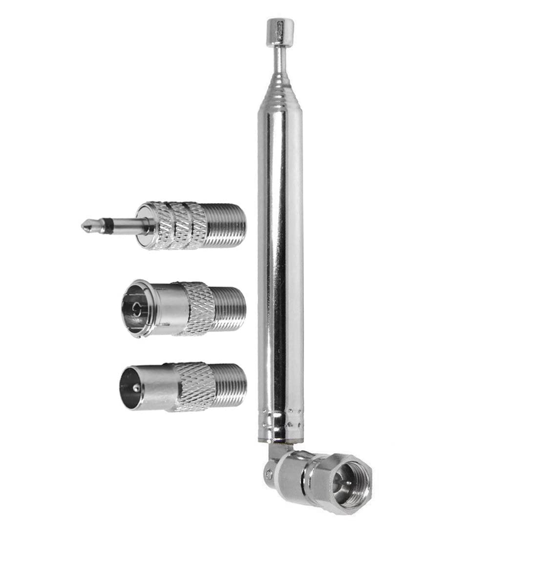 WANGCL FM DAB Radio Antenna Telescopic FM Aerial Replacement 76cm 7-Sections With F-Type Male Connector And 3PCS Converters for Radio TV AV