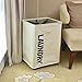 WISHPOOL Rolling Foldable Laundry Basket Square Corner Collapsible Waterproof Laundry Hamper Dirty Clothes Hamper Bag with Handle on Wheels L15.75XW13.39XH22 inch (beige)