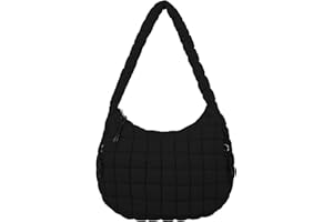 IQIMOTT Quilted Puffer Tote Bag Puffy Crossbody Shoulder Bag with Zipper, Nylon Hobo Handbag Travel Carryall Bags for Women Girls