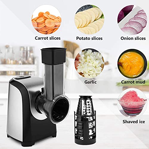 Electric Cheese Grater, Professional Salad Maker with 5 Stainless Steel