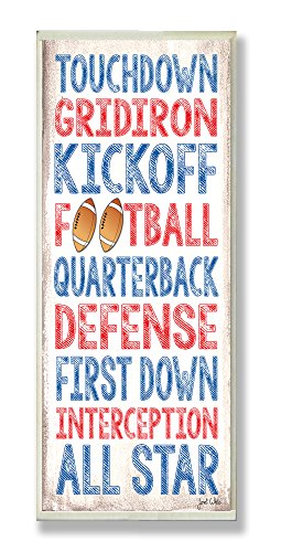 Stupell Home Dcor Touchdown Football Typography Rectangle Wall Plaque, 7 x 0.5 x 17, Proudly Made in USA