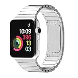ZENQAI Wrist Band for 42mm Apple Watch - Stainless Steel Metal Replacement Bands with Double Button Folding Clasp (Silver)