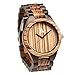 Treehut Men's Zebrawood and Ebony Wooden Watch with All Wood Strap Quartz Analog with Movement and Stainless Steel Tri-Fold Clasp with Push Buttons, Boyfriend Gift, 4.3cm