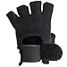 Contraband Black Label 5050 Men's Basic Leather Fingerless Weight Lifting Gloves - Durable Light - Medium Padded - Perfect Classic Lifting Gloves (Pair) (Black, Large)