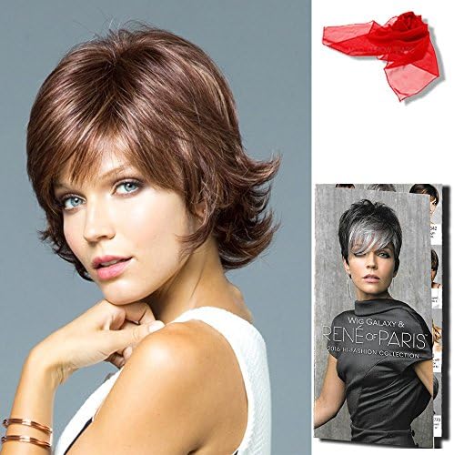 Bundle - 3 items: Jamie by Rene of Paris, Chiffon Scarf, Rene of Paris Booklet, Color Chosen: Chestnut