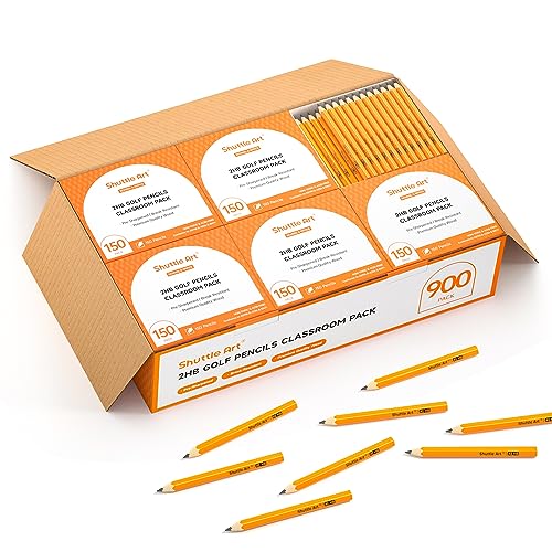 Shuttle Art 900 Pack #2 HB Golf Pencils, Wood-cased 3.5” Mini Pencils Bulk, Pre-sharpened Small Pencil for Kids Teachers Writing Marking Sketching, Classroom Essentials, Back to School Supplies
