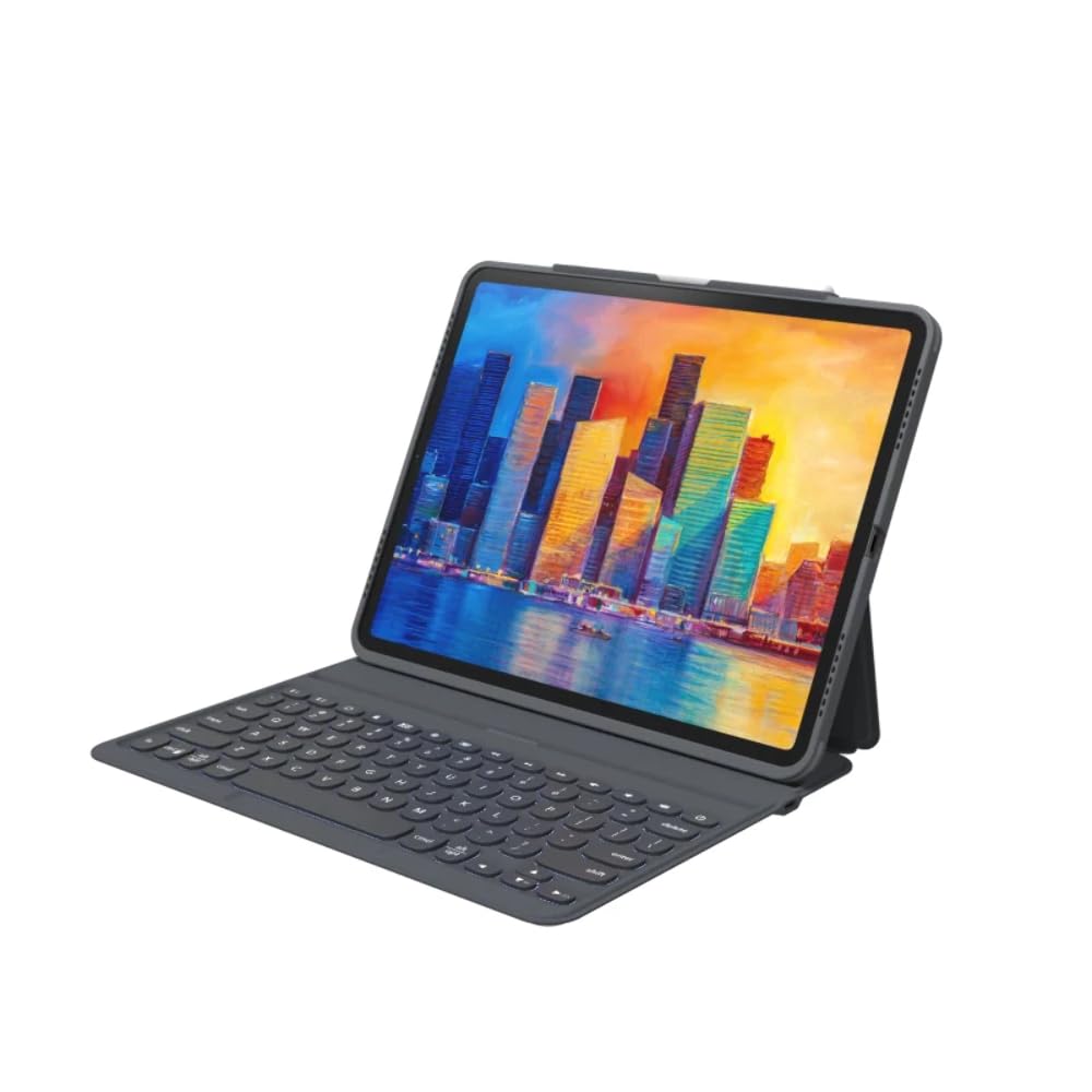 ZAGG Pro Keys Keyboard & Case with Pencil Holder for iPad Pro 12.9-inch (3rd, 4th and 5th Gen), Backlit Laptop-Style Keys, QWERTY English UK, Black/Gray