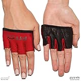 The Anti-Ripper Glove | Fit Four Callus Guard Fitness Gloves for Weightlifting & Cross Training Athletes - Premium Leather Palm (Blood Red & Black, Small)