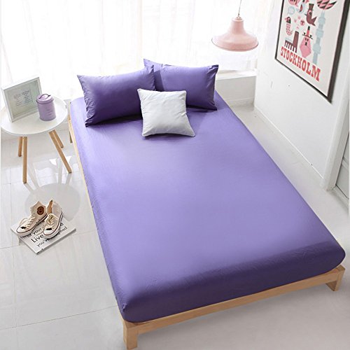 YAROO Fitted Sheet Queen Size(1 fitted sheet only) 100% Egyptian Cotton 300 Thread Count,Solid,Purple.