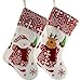 WEWILL Classic Christmas Stockings Set of 2 Elk, Snowman Xmas Character 17 inch Christmas Decorations Gift for Family Kids (Style 4)