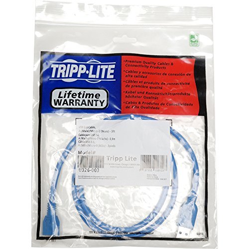Tripp Lite U326-003 USB 3.0 Super Speed 5Gbps  (A Male to Micro B Male) Device Cable (3 Feet, Blue)