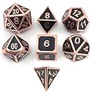 Set of Solid Metal Dice – Shiny Copper with Black Enamel Great for Role Playing Games(RPG)