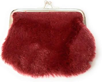 red faux fur purse