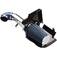 MOOSUN 4 inch Cold Air Intake Silver Tube + Heat Shield for 1999-2006 GMC/Chevy V8 4.8L/5.3L/6.0L Silverado 1500/2500/3500 Blue