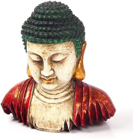 Pieza decorativa de fibra hecha a mano con corte de busto de Buda