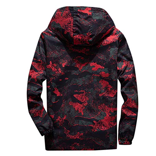 MIS1950s Camouflage Men's Hooded Lightweight Windbreaker Jacket Softshell Thin Coat Plus Size