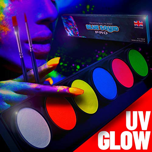 Neon Glow Body Paint Palette by Blue Squid PRO 6x10g Neon Color