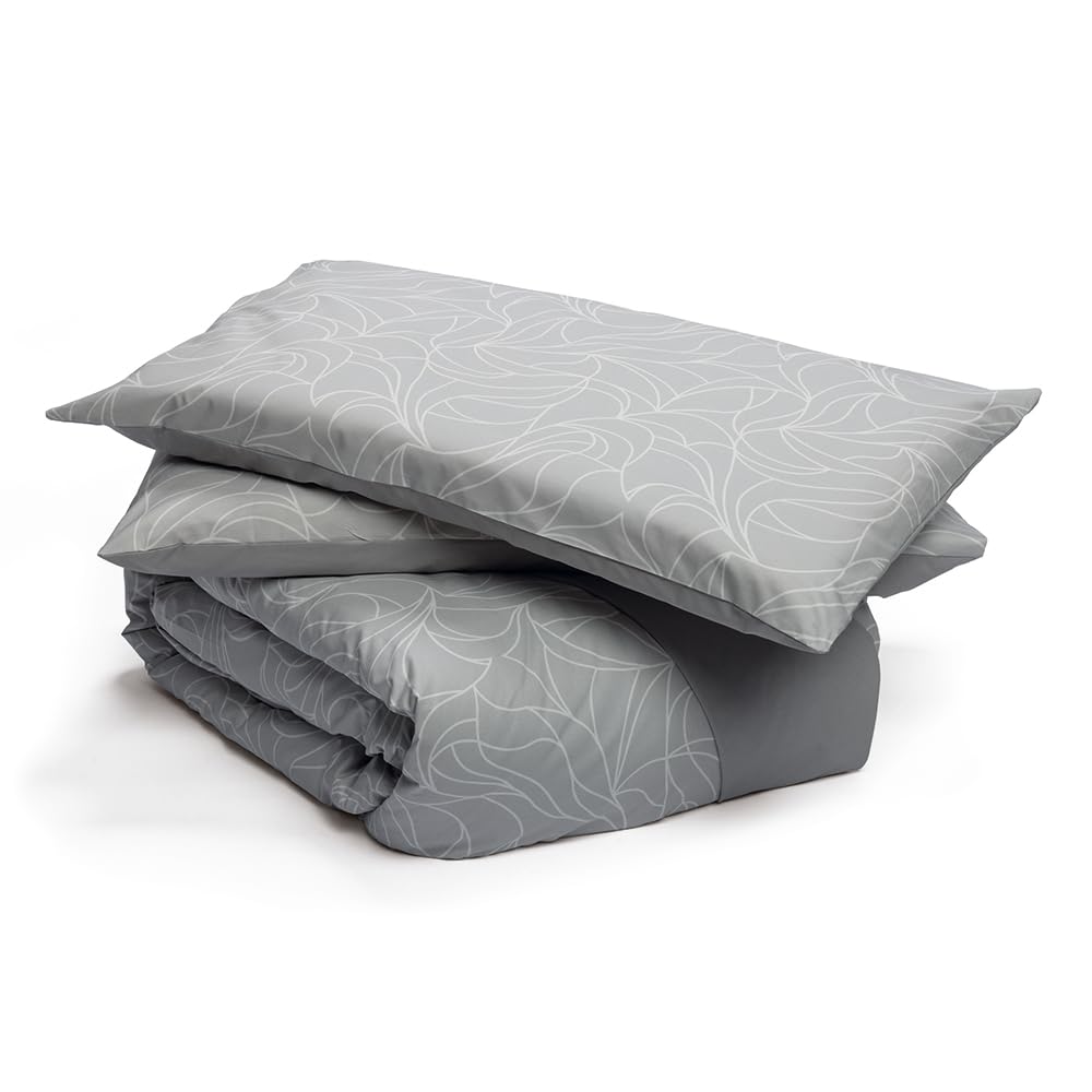 Foppapedretti Notte & Natura Double Bed Duvet Cover with 2 Pillowcases; Pearl Wave 100% Cotton, Made in Italy