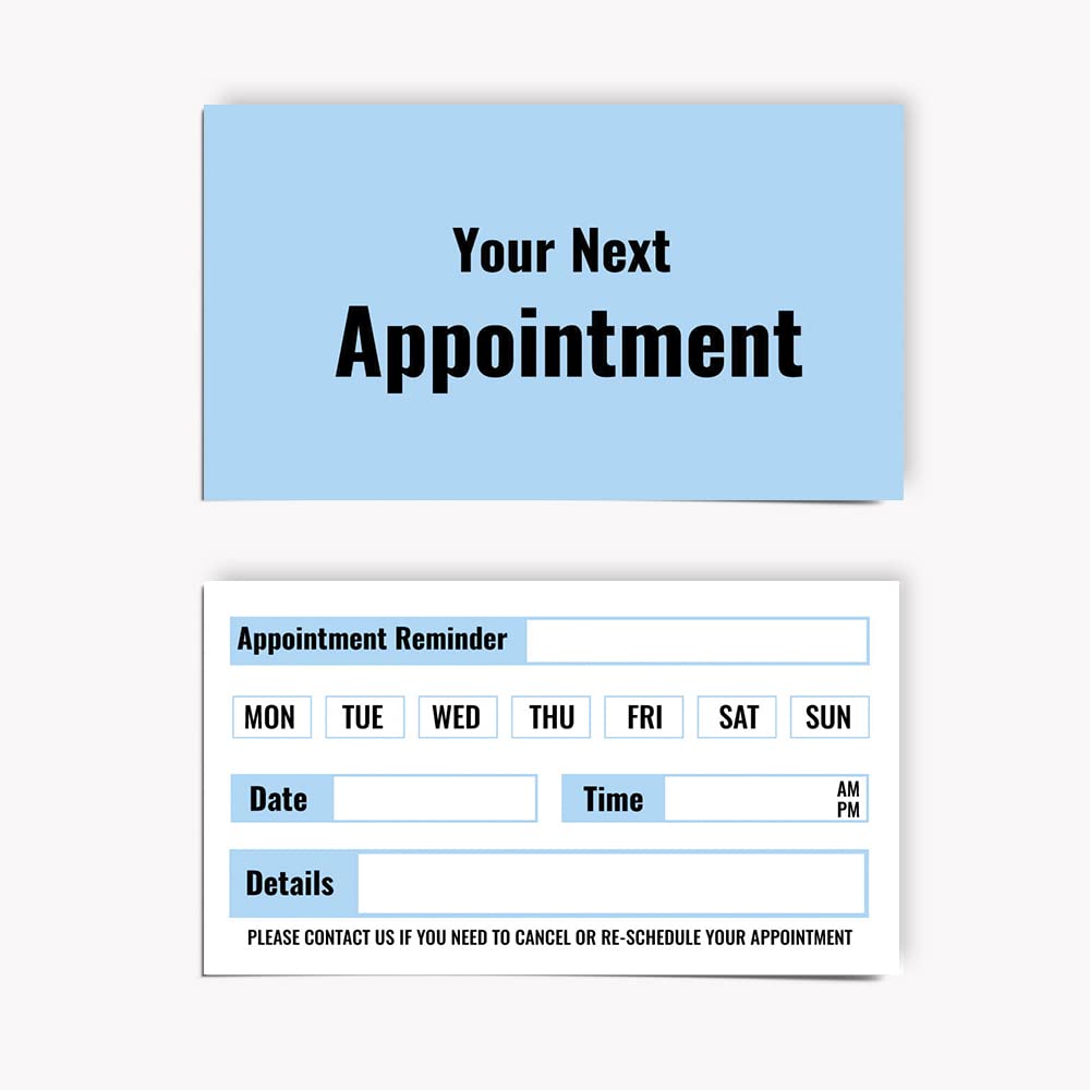 Pack of 100 Beauty Appointment Cards Hairdressing (84 x 55 mm) Client Reminder Cards for Grooming Massage Makeup Artist