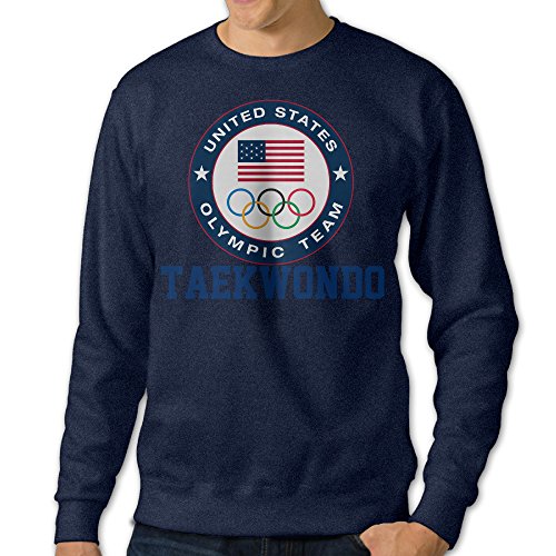 Men's Team USA Taekwondo 2016 Olympic Round Collar Pullover HoodieNavy Size S