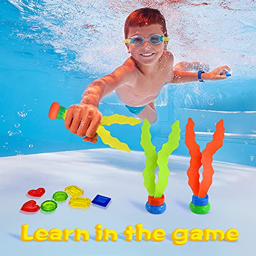 heytech 25 Pack Dive Pool Toys Blaster Torpedo Dive Rings and Diving