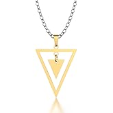 ZKBKJSPZJB Stainless Steel Geometric Pendant Inverted Triangle Necklace for Men, Triangle Pendant Necklace Cosplay Jewelry Set for Gaming Enthusiast