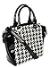 Rimen & Co. Fashion Hounds Tooth PU Patent Leather Medium Tote Bag Purse QN-2446 BK