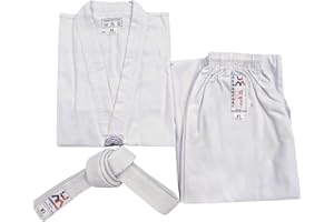 Taekwondo Uniform with Belt – Lightweight Classic Dobok White Collar V-Neck for Kids and Adults