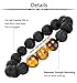 Udalyn 3PCS 12mm Tiger Eye Beaded Bracelets Lava Rock Bracelets Yoga Energy Bracelet Elastic