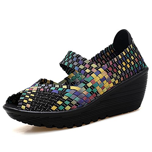 Buy HKR559caise35 Women Woven Platform Wedges Shoes Fashion Multicolor