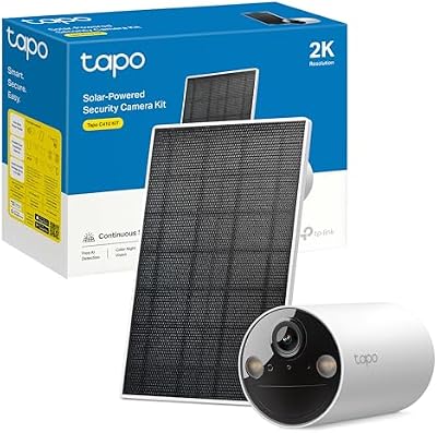 Kit tapo c410 - câmera de vigilância solar com bateria externa, detecção de pessoas ai, 2k 3 mp, visão noturna colorida, memória microsd, bateria não removível de 6400mah, áudio bidirecional