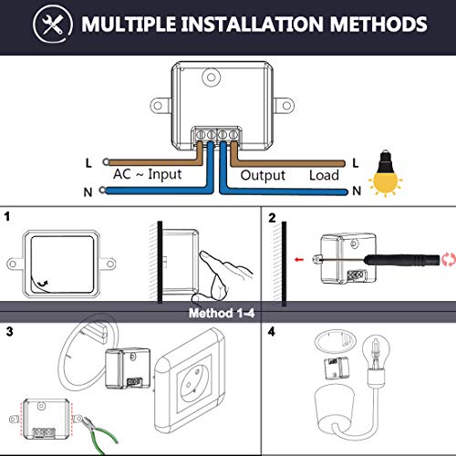 LoraTap-2-Piezas-Interruptor-WiFi-Inteligente-Mdulo-de-Interruptor-Inalmbrico-Temporizador-Control-Remoto-por-App-iOS-o-Android-Compatible-con-Alexa-Echo-Google-Home-e-IFTTT-10A2500W