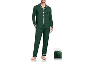 YOPUGEE Men Modal Pajama Set Long Sleeve Pjs Button Down Sleepwear Soft Comfy Loungewear Sets 2 Piece Nightwear S-3XL