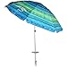 Tommy Bahama Sand Anchor 7 feet Beach Umbrella with Tilt and Telescoping Pole (Green/Blue Stripe)