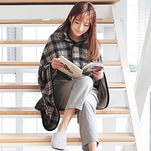 Julvie Winter Sherpa Wearable Throw Blanket Shawl Scarf,Oversized Fleece Plush Blanket Poncho Cape Shawl Coat, Plaid TV Sofa Couch Cozy WarmBlanket