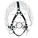 Premium Leather Necklace Stainless Steel Clips Mask Black Leather Choker Collar with Open Mouth Ring Nipple Clamps Leather Necklace Stainless Steel Clips Mask Black Leather Premium Leather Mask (E)